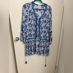 Poupette St. Barth flowy boho tunic with ruffle hem